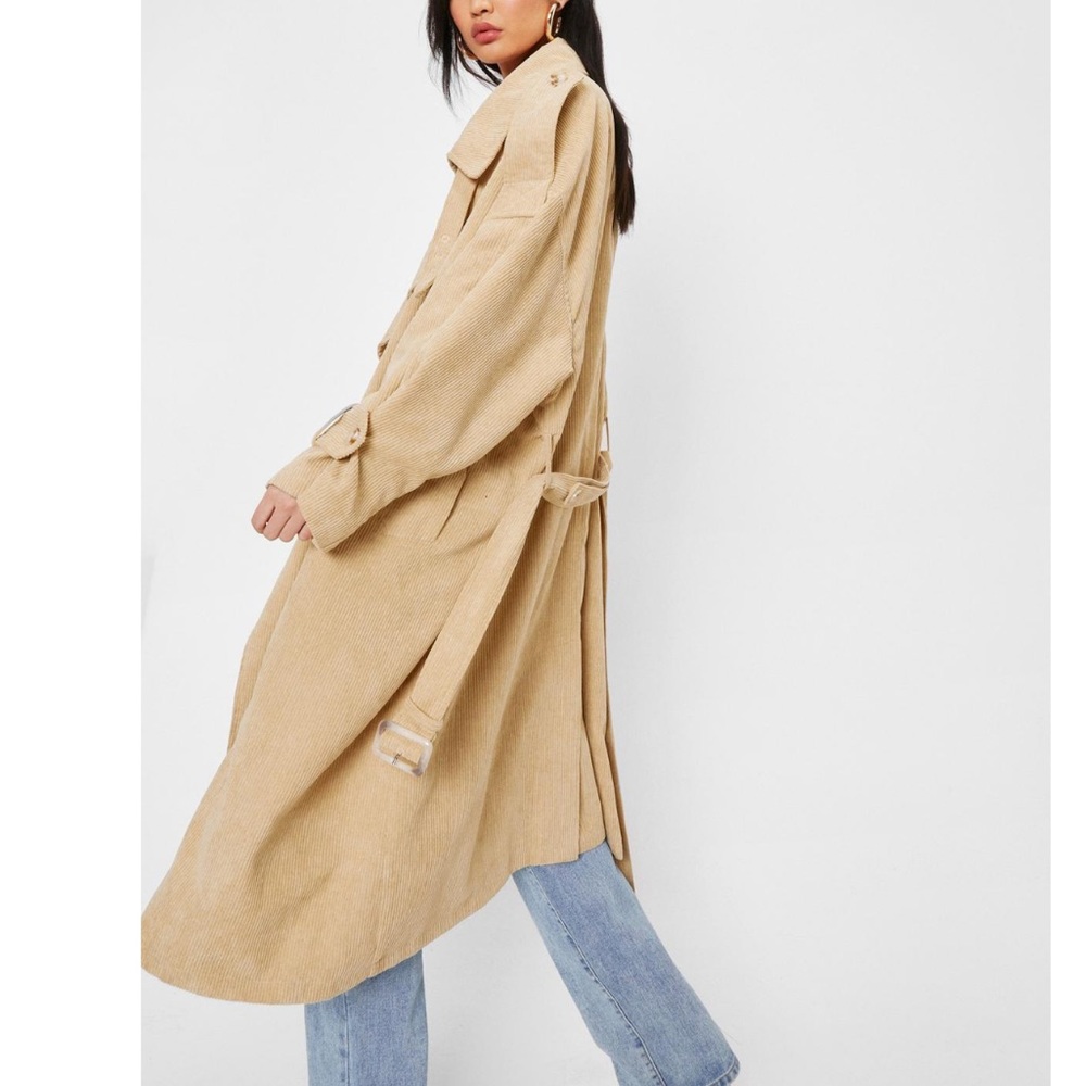 Size 8 Corduroy Oversized belted trench coat - Picture 4 of 5